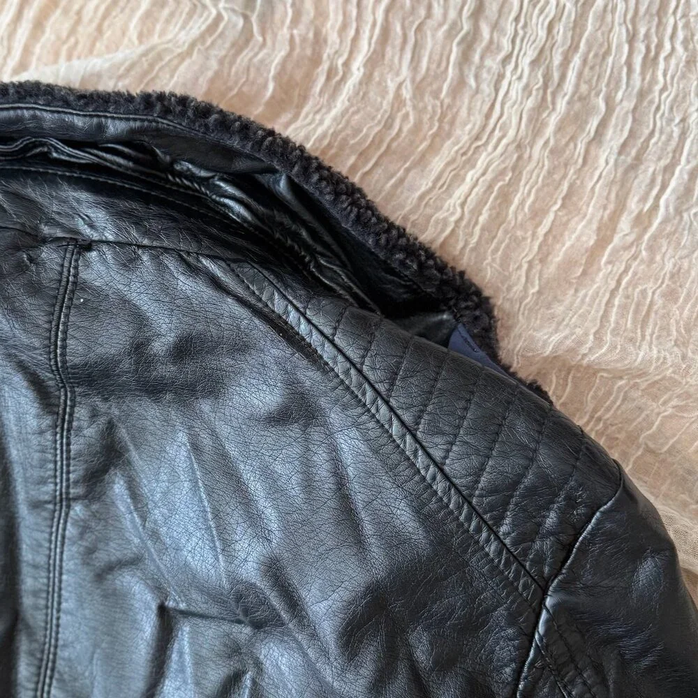 Free People Lined Moto Leather Jacket with Detachable Sherpa Collar - Picture 6 of 10